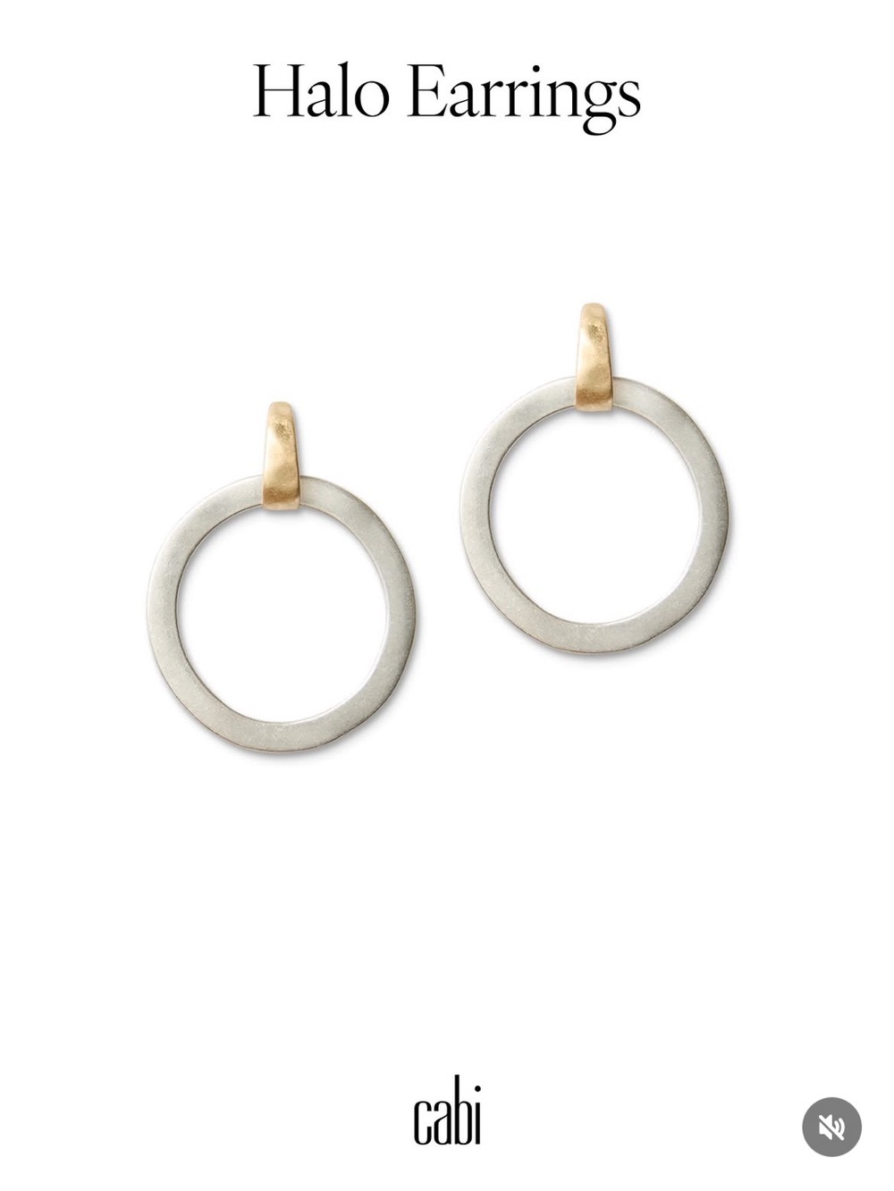 CAbi Halo Earrings Brushed Gold Silver Two Tone Circle Drop Jewelry